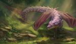 claws day detailed_background feral grass horn light membrane_(anatomy) membranous_wings moss outside plant purple_body purple_scales rock scales solo standing sunlight tail wings akineza european_mythology mythology dragon mythological_creature mythological_scalie scalie western_dragon 2019 digital_media_(artwork)