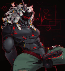 balls bodily_fluids bottomwear clothing erection genital_fluids genitals glans hair humanoid_genitalia humanoid_penis machine male muscular muscular_male not_furry pants pecs penis precum solo teeth wire_hair them_nasties robot digital_drawing_(artwork) digital_media_(artwork) hi_res