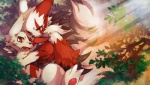 ambiguous_gender bodily_fluids claws detailed_background duo feral forest fur hug multicolored_body multicolored_fur open_mouth outside plant red_body red_eyes red_fur sweat tree two_tone_body two_tone_fur white_body white_fur jeacn nintendo pokemon generation_3_pokemon pokemon_(species) zangoose