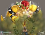 anthro anus ball_tuft balls duo erection facefarting fart fart_fetish gassy genitals humanoid_genitalia humanoid_penis male male/male nipples onomatopoeia penis sound_effects text tuft laught468 mario_bros nintendo bowser laught_(character) hyena koopa mammal scalie hi_res