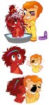 accessory anthro bandage bathing blood blush bodily_fluids brown_body brown_fur clothing duo eye_injury eye_patch eyewear female fur gesture hair_accessory hairband hand_gesture kissing kissing_cheek male quills_(anatomy) red_body red_fur smile soap suds thumbs_up yellow_clothing blinkpen happy_tree_friends disco_bear_(htf) flaky_(htf) bear brown_bear mammal porcupine rodent ursine 2014 archived_source sequence unavailable_at_source