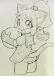 anthro ball bottomwear butt clothing diaper dress fastener female holding_ball holding_object loli panties pin_(fastener) safety_pin sailor_suit solo underwear young young_anthro odawara1231 domestic_cat felid feline felis mammal