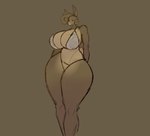 anthro big_breasts breasts female looking_at_viewer mostly_nude multicolored_body solo thick_thighs keytran lagomorph leporid mammal rabbit absurd_res hi_res