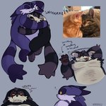 anthro belly blep blush cuddling duo fur male male/male nude overweight pawpads pecs purple_body purple_fur scar sleeping striped_body striped_fur stripes text tongue tongue_out yellow_eyes newtmoss sega sonic_the_hedgehog_(series) big_the_cat smalls_the_cat domestic_cat felid feline felis mammal english_text hi_res