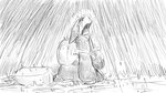 16:9 4_fingers animal_crossing anthro bodily_fluids clothed clothing crying domestic_cat dragonweirdo duffel_bag eyes_closed felid feline felis female fingers hi_res kneeling luggage mammal monochrome mud nintendo olivia_(animal_crossing) open_mouth raining sobbing solo storm tears wet widescreen