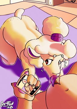 accessory all_fours anthro bed bedroom bodily_fluids cellphone curly_hair duo electronics fellatio femboy furniture genitals hair hair_accessory hairband holding_object holding_phone horizontal_pupils long_ears male male/male nude oral penile penis phone pubes pupils sex small_tail spread_legs spreading sweat sweatdrop tail ceeytin marcus_(ceeytin) alien bovid caprine lagomorph leporid mammal rabbit sheep 2025 absurd_res digital_media_(artwork) hi_res shaded