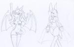 anthro female fur hood tail latiar mythology nintendo pokemon rucia sally_(blazinflizard) canid canine dragon generation_4_pokemon lucario mammal mythological_creature mythological_scalie pokemon_(species) scalie monochrome sketch traditional_media_(artwork)