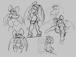 anthro areola breasts clothing duo female footwear genitals gloves handwear membrane_(anatomy) membranous_wings mostly_nude nipples pussy simple_background wings malcontentus sega sonic_the_hedgehog_(series) amy_rose rouge_the_bat bat eulipotyphlan hedgehog mammal hi_res monochrome signature sketch