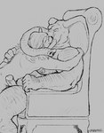 anthro arm_hair belly_hair bodily_fluids body_hair chair chest_hair dripping duo erection furniture genital_fluids genitals hairy hug kissing male male/male mane muscular muscular_anthro muscular_male nipples overweight overweight_anthro overweight_male pecs penis precum precum_drip proboscis_(anatomy) sitting trunk_(anatomy) trunk_play tusks papyreit frank_(papyreit) elephant elephantid felid lion mammal pantherine proboscidean