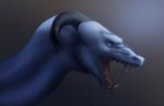 2019 ambiguous_gender blue_eyes curved_horn digital_media_(artwork) dragon feral ferrety-lixciaa horn mythological_creature mythological_scalie mythology open_mouth scalie solo teeth tongue