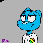 ambiguous_gender angry anthro bite blue_body blue_fur clothed clothing decorative_pin duo female fur gesture hand_gesture mature_anthro mature_female middle_finger simple_background fourball cartoon_network the_amazing_world_of_gumball nicole_watterson domestic_cat felid feline felis mammal 1:1 2d_animation animated digital_media_(artwork) meme short_playtime