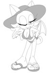 5_toes anthro big_breasts bikini breasts clothing feet female footwear humanoid_feet plantigrade shoes solo swimwear toes two-piece_swimsuit foot_ninja15 sega sonic_the_hedgehog_(series) rouge_the_bat bat mammal 2:3 absurd_res hi_res line_art monochrome sketch unfinished