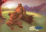 anthro balls brown_body detailed_background duo erection eyewear genitals glasses intraspecies male male/male moobs nipples oral outside overweight overweight_male penis sex sitting themorghull little_bear father_bear grandfather_bear bear mammal 2022 absurd_res hi_res incest_(lore)