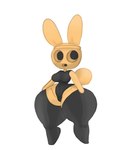 anthro big_butt breasts butt clothing empty_eyes female huge_hips huge_thighs hyper hyper_hips latex latex_clothing latex_legwear latex_stockings legwear simple_background solo stockings thick_thighs wide_hips itzjustsoda animal_crossing nintendo coco_(animal_crossing) gyroid lagomorph leporid mammal rabbit