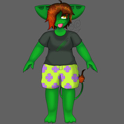 clothed clothing female fingers goblin_female goob_kerotheklutz green_body green_skin hair humanoid_pointy_ears looking_at_viewer not_furry pointy_ears short_stack simple_background solo tail thick_thighs kerotheklutz goblin humanoid mammal 1:1 digital_media_(artwork) hi_res watermark