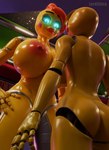 5_fingers anthro beakless big_breasts breasts cheek_dots duo female fingers glistening glistening_body glowing glowing_eyes huge_breasts low-angle_view mechanical_hands nipples non-mammal_nipples size_difference synthetic yellow_body lordchica_(artist) five_nights_at_freddy's five_nights_at_freddy's_2 scottgames toy_chica_(fnaf) toy_chica_(psychojohn2) avian bird chicken galliform gallus_(genus) phasianid 3d_(artwork) absurd_res digital_media_(artwork) hi_res