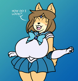 anthro armwear asking big_breasts biped blush bottomwear breasts brown_hair clothing cosplay countershade_face countershading dialogue elbow_gloves eyes_closed female fur gloves hair handwear huge_breasts open_mouth open_smile question sailor_uniform skirt smile solo tail tan_body tan_fur teeth text tooth_gap uniform gaianexart sailor_moon_(series) june_(jinu) sailor_mercury canid canine canis domestic_dog mammal shiba_inu spitz 2018 digital_drawing_(artwork) digital_media_(artwork) english_description english_text hi_res portrait three-quarter_portrait