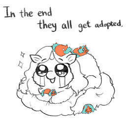 1_horn blue_hair blue_tail bodily_fluids carrying_another crying eyes_closed fur group hair happy happy_ending horn lying markings on_front on_head orange_body orange_fur pillow riding_on_back sparkles sparkling_eyes star_(marking) tail tears tears_of_joy text white_markings yellowcottoncandy030 fluffy_pony fluffy_pony_(species) mammal 1:1 2025 comic digital_media_(artwork) english_text hi_res partially_colored daughter_(lore) mother_(lore) mother_and_child_(lore) mother_and_daughter_(lore) parent_(lore) parent_and_child_(lore) parent_and_daughter_(lore) sibling_(lore) sister_(lore) sisters_(lore)