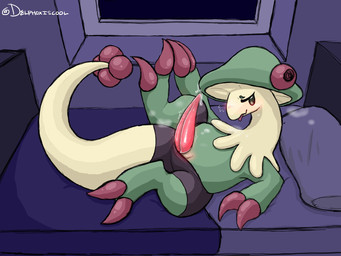 animal_genitalia animal_penis anthro arm_support bed bedroom big_claws blep blush bodily_fluids bottomwear bottomwear_down claws clothed clothing embarrassed furniture genital_fluids genitals high-angle_view leaking_penis leaking_precum looking_aside lying lying_on_bed male on_back on_bed one_leg_up pants pants_down partially_clothed penis pillow precum presenting presenting_penis raised_leg red_claws red_penis semi-anthro shorts solo spandex spandex_shorts spread_legs spreading sweat_emanata tail thick_tail throbbing throbbing_penis tight_bottomwear tight_clothing tight_shorts tongue tongue_out tremble_spikes window window_sill conditional_dnp delphoxiscool nintendo pokemon breloom generation_3_pokemon pokemon_(species) 4:3 hi_res signature