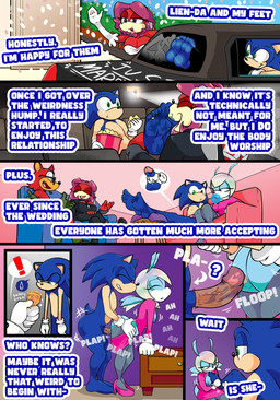 anthro blue_body condom condom_wrapper feet female food foot_lick genitals licking male penis popcorn red_body sexual_barrier_device text tongue tinydevilhorns archie_comics idw_publishing sega sonic_the_hedgehog_(archie) sonic_the_hedgehog_(comics) sonic_the_hedgehog_(idw) sonic_the_hedgehog_(series) jewel_the_beetle lien-da sonic_the_hedgehog arthropod beetle echidna eulipotyphlan hedgehog insect mammal monotreme absurd_res hi_res