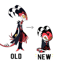 anthro clothed clothing duo male simple_background spade_tail style_emulation tail teeth white_background yellow_teeth unknown_artist hellaverse helluva_boss homestuck ms_paint_adventures blitzo_(helluva_boss) demon imp 2025 absurd_res hi_res official_art promotional_material