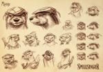 absurd_res alan_dean_foster anthro chris_wahl chris_wahl_(artist) clothing english_text fur hat headgear headwear hi_res looking_at_viewer male mammal mudge multiple_images mustelid open_mouth otter sketch_page solo spellsinger teeth text