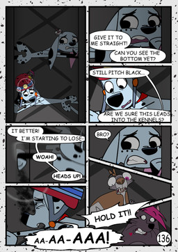 black_ears black_nose black_spots blue_collar collar dialogue duo female feral flashlight freckled_face freckles fur grey_body grey_fur heterochromatic_ears leg_markings male markings red_collar red_helmet socks_(marking) speech_bubble spots text toony ventilation ventilation_shaft white_body white_fur white_spots redundantmodule 101_dalmatian_street 101_dalmatians disney big_fee_(101_dalmatians) dolly_(101_dalmatians) dylan_(101_dalmatians) sid_(101_dalmatians) canid canine canis dalmatian domestic_dog mammal murid murine rat rodent sciurid tree_squirrel comic english_text hi_res