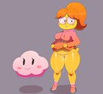 blush bodily_fluids bottomless breasts clothed clothing cloud dripping duo eyewear female footwear genital_fluids genitals glasses hair navel nipple_outline nipples_visible_through_clothing orange_hair pussy shoes simple_background slightly_chubby smile socks sweater tail teeth topwear vaginal_fluids yellow_body yellow_skin somescrub mario_bros nintendo paper_mario lakilulu koopa lakitu lakitu's_cloud scalie absurd_res hi_res