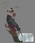 anthro antlers boots bottomless butt clothed clothing footwear half-closed_eyes horn male narrowed_eyes shoes solo cseed disney frozen_(disney) sven_(frozen) deer mammal new_world_deer reindeer