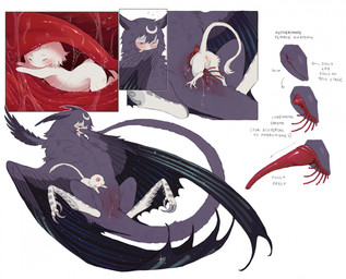 ambiguous_gender anatomy animal_genitalia avian_feet black_wings blush bodily_fluids claws cloaca crescent_moon_(marking) duo eyes_closed feathers female female/female feral forehead_gem gem genital_fluids genital_slit genitals grey_claws hair inside inside_pussy larger_female larger_feral markings membrane_(anatomy) membranous_wings moon_(marking) one_eye_closed pseudo-penis purple_body purple_feathers purple_hair purple_tail red_cloaca red_gem red_vulva scutes semi-anthro size_difference smaller_ambiguous smaller_female sweat sweatdrop tail tail_tuft text tuft unbirthing vaginal vaginal_fluids vore vulva white_scutes wings jejejunum european_mythology greek_mythology mythology secret_(jejejunum) whisper_(jejejunum) avian dragon harpy hybrid monster mythological_avian mythological_creature mythological_scalie nethermare scalie spirit 2025 digital_drawing_(artwork) digital_media_(artwork) english_text hi_res