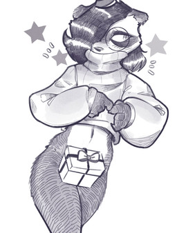 anthro biped blush box clothing container eyebrows eyewear fingers front_view fur gift_box glasses hair looking_aside male navel pupils simple_background slit_pupils solo topwear white_background c3ilin bear giant_panda mammal hi_res