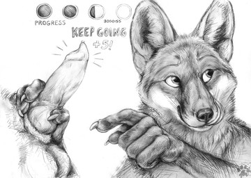 5_fingers animal_genitalia animal_penis anthro balls bodily_fluids canine_genitalia canine_penis claws duo erection finger_claws fingers fur gameplay_mechanics genital_fluids genital_focus genitals gesture hand_gesture handjob inner_ear_fluff knot knotted_penis licking licking_lips looking_aside male male/male penile penis penis_focus pointing pointing_at_penis pointy_ears precum prick_ears progress_bar sex simple_background tongue tongue_out tuft whiskers white_background blotch scratches_volume_6 canid canine fox mammal 2012 monochrome traditional_media_(artwork)