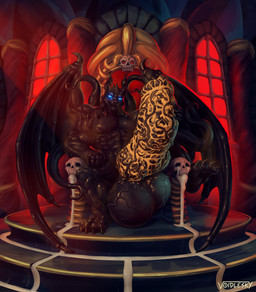 abs animal_genitalia animal_penis balls big_balls big_penis blue_eyes bodily_fluids bone canine_genitalia canine_penis chair corruption cum feet furniture genital_fluids genitals horn huge_balls huge_penis hyper hyper_balls hyper_genitalia hyper_penis looking_at_viewer male on_chair penis sitting sitting_on_chair skull smegma solo spread_wings stink_fumes stink_lines throne vein veiny_penis wings voidlesky lycan_frederick_von_fenrir canid canine canis demon mammal wolf hi_res
