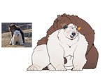 anthro belly bite black_nose blush brown_body duo ear_bite hug kemono male male/male moobs overweight overweight_male photo real sitting white_body quanjiang bear mammal polar_bear ursine 2023 absurd_res hi_res