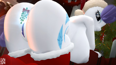 anthro big_breasts big_butt breasts butt christmas_clothing christmas_headwear clothing female genitals hat headgear headwear holidays huge_breasts huge_butt hyper hyper_breasts mistletoe nipples nude plant santa_hat solo vulva symm christmas friendship_is_magic hasbro my_little_pony rarity_(mlp) equid equine horse mammal pony 16:9 3d_(artwork) digital_media_(artwork) hi_res source_filmmaker_(artwork) widescreen