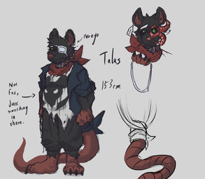 1_eye black_body clothing collar eyemask eyewear male overweight scarf solo tentacles text demonrat talus_(demonrat) mammal murid murine rat rodent absurd_res english_text hi_res
