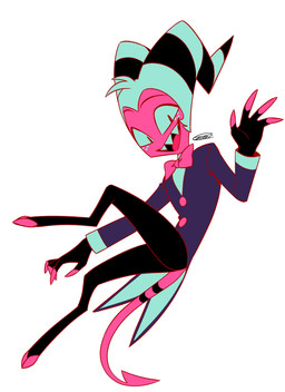 anthro bow_tie clothed clothing cloven_hooves coat freckled_face freckles hair hooves horn male sharp_teeth simple_background solo striped_horn stripes suit tail tailcoat teeth topwear white_background white_hair enaic31 hellaverse helluva_boss moxxie_(helluva_boss) demon imp absurd_res hi_res