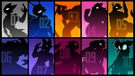 antennae_(anatomy) anthro arthropod_abdomen breasts female glowing glowing_eyes group looking_at_viewer male number silhouette simple_background tail wide_hips rem_phase mythology n-10_zoe n-1_enoch n-2_rem n-3_ray n-4_lilith n-5_aviry n-6_mobius n-7_cereza n-8_asmodeus n-9_stacy ant arthropod avian bee bird canid canine canis cetacean dolphin dragon hornet hymenopteran insect jackal mammal marine mosasaur mythological_creature mythological_scalie oceanic_dolphin orca owl parrot prehistoric_species reptile scalie snake toothed_whale vespid wasp 2025 absurd_res hi_res