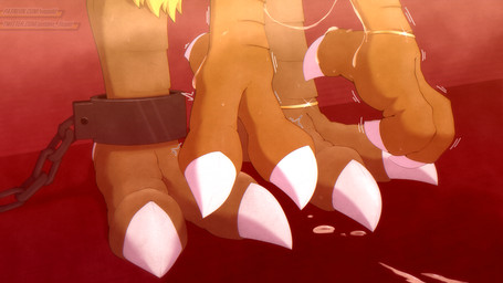 ambiguous_gender ambiguous_penetrated ambiguous_penetration ankle_ring anthro avian_feet bodily_fluids chain claws cuff_(restraint) cum cum_on_feet cum_on_ground cum_string curling_toes dangling_legs dripping feet foot_fetish foot_focus genital_fluids jewelry leg_cropped_sex leg_focus offscreen_sex penetration restraints ring sex shackled_ankles shackles simple_background sweat talons toes vogold final_fantasy square_enix avian bird chocobo 16:9 digital_media_(artwork) widescreen