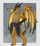 briefs bulge clothing evoker male mostly_nude scales tail underwear wings gemerency blizzard_entertainment european_mythology mythology warcraft precious dracthyr dragon mythological_creature mythological_scalie scalie western_dragon hi_res