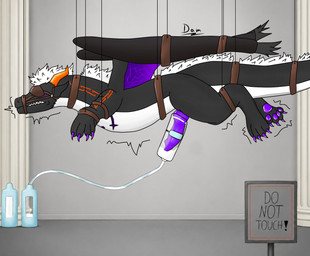 animal_genitalia bodily_fluids cum feral forced genital_fluids genital_slit genitals laboratory machine male milking_machine penis_milking_machine sex_toy solo thirio_zaldrak vibrator zaldrak_thirio mythology dragon mythological_creature mythological_scalie scalie hi_res