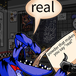 anthro bow_tie damaged dialogue empty_eyes holding_object inside long_ears machine male male_anthro notched_ear pizzeria powder purple_body purple_ears purple_inner_ear red_bow_tie red_eyes solo speech_bubble teeth text toxitr0n five_nights_at_freddy's five_nights_at_freddy's_2 five_nights_at_frickbear's_(series) five_nights_at_frickbear's_3 powder_that_makes_you_say_"yes" scottgames withered_bonnie_(fnaf) withered_bonnie_(frickbear's) animatronic lagomorph leporid mammal rabbit robot robot_anthro 1:1 2026 cel_shading colored comment_chain digital_media_(artwork) english_text meme shaded