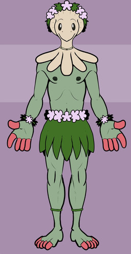 5_toes anklet anthro barefoot biceps bone bone_necklace bottomwear clothed clothing feet floral_grass_skirt flower flower_bracelet flower_crown grass_skirt headgear headwear jewelry male necklace nipples plant solo toes topless topless_male twunk hunter-husky nintendo pokemon trenton_liddle breloom generation_3_pokemon pokemon_(species) hi_res
