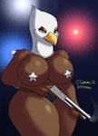 anthro big_breasts breasts clothing female fireworks gun holding_gun holding_object holding_ranged_weapon holding_weapon huge_thighs nipple_outline non-mammal_breasts panties pasties ranged_weapon shotgun solo thick_thighs trigger_discipline underwear united_states_of_america weapon cobalt_canine american_eagle accipitrid accipitriform avian bald_eagle bird eagle sea_eagle hi_res