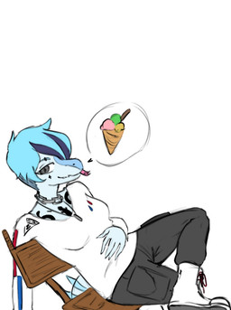 5_fingers anthro blue_body blue_hair blue_highlights blue_scales body_tattoo boots breasts chain chain_necklace clothing eyebrow_piercing facial_piercing female fingers footwear forked_tongue grey_eyes hair highlights_(coloring) jewelry long_sleeve_shirt long_tail looking_at_viewer multicolored_hair necklace piercing scales shoes short_hair sitting smile snout solo spiked_tail spikes spikes_(anatomy) tail tattoo tongue tongue_out tongue_piercing two_tone_hair jacket_ignites third-party_edit goodbye_volcano_high ko_op_(game_developer) nick_(gvh) baryonyx dinosaur prehistoric_species reptile saurischian scalie spinosaurid theropod 2024 color_edit colored digital_drawing_(artwork) digital_media_(artwork)