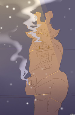 anthro christmas_clothing clothing drugs female holidays marijuana sad simple_background smoking smoking_marijuana snow solo catjamn christmas deltarune undertale_(series) noelle_holiday deer mammal 2025 hi_res sketch trans_(lore)