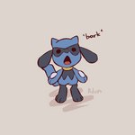 ambiguous_gender anthro barking biped blue_body open_mouth solo text young young_ambiguous young_anthro advos nintendo pokemon generation_4_pokemon pokemon_(species) riolu 1:1