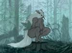 anthro anthrofied big_breasts breasts crookedtrees crouching detailed_background female forest generation_3_pokemon hair long_hair nintendo nude plant pokemon pokemon_(species) pokemorph shiftry solo thick_thighs tree white_hair