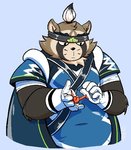 anthro brown_body brown_fur clothed clothing fur gloves handwear humanoid_hands male origami overweight overweight_anthro overweight_male papercraft solo tanukikikis lifewonders live_a_hero shoen canid canine mammal raccoon_dog tanuki 2021