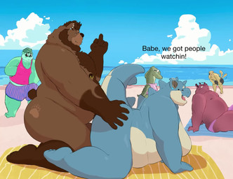 anthro balls beach being_watched belly big_butt bodily_fluids breasts butt doggystyle duo_focus erection exhibitionism female from_behind_position genital_fluids genitals gesture group hand_gesture humanoid_genitalia humanoid_penis humanoid_vulva impregnation_request looking_at_another love_handles male male/female masturbation middle_finger nipple_piercing nipple_ring nipples nude obese obese_female obese_male overweight overweight_female overweight_male penetration penile penile_penetration penis penis_in_vagina piercing pokemorph public public_exposure public_sex ring_piercing sex tail tattoo text thick_tail thick_thighs underside_view vaginal vaginal_penetration voyeur vulva womb_tattoo mamayong nintendo pokemon background_character bear brown_bear generation_1_pokemon grizzly_bear mammal nidoqueen pokemon_(species) ursine animated character_request english_text short_playtime sound video